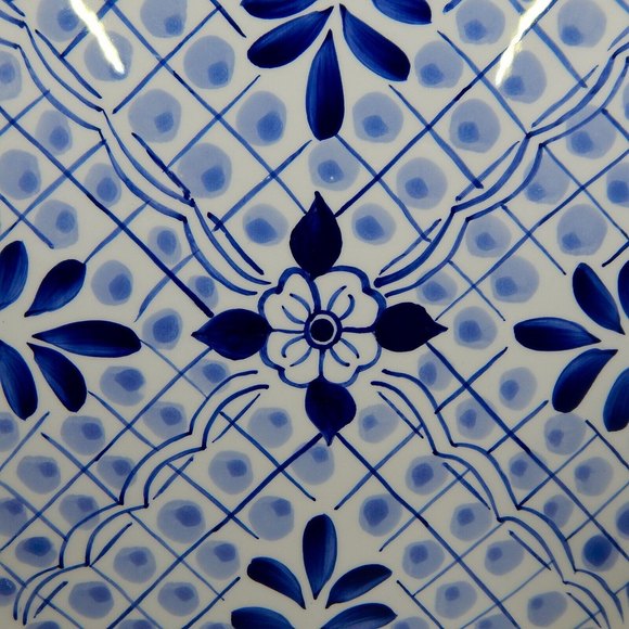 Tabletops Unlimited Lisbon Dinner Plate Hand-Painted Blue White - Picture 6 of 9